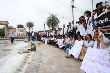 LUCKNOW, INDIA - AUGUST 14: Resident doctor of Dr. Ram Manohar Lohia Hospital staged a protest at 1090 crossing against the sexual assault and murder of a doctor in Kolkota on August 14, 2024 in Lucknow, India. (Photo by Deepak Gupta/Hindustan Times clipart