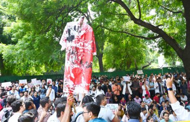 Doctors stage a protest in front of Nirman Bhawan against the brutal rape and murder of a postgraduate trainee doctor at Kolkatas RG Kar Hospital, on August 19, 2024 in New Delhi, India. (Photo by Vipin Kumar/Hindustan Times clipart