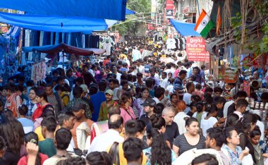 Crowd seen at Sarojini Nagar eve of Raksha-Bandhan festival, on August 18, 2024 in New Delhi, India. (Photo by Sanjeev Verma/Hindustan Times ) clipart