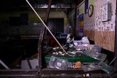 Vandalism by unidentified miscreants at Emergency department in RG Kar Medical College & Hospital shortly after midnight, Reclaim the Night protest against rape and murder of a trainee doctor on August 15, 2024 in Kolkata, India. clipart