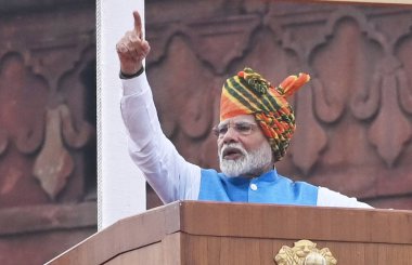 Başbakan Narendra Modi, 78. Bağımsızlık Günü 'nde, 15 Ağustos 2024' te Hindistan 'ın Yeni Delhi kentinde Kızıl Kale' den ulusa sesleniyor.. 