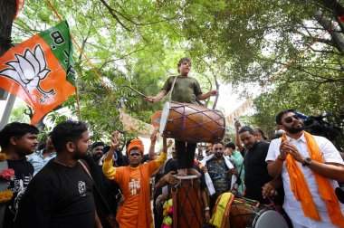 NEW DELHI  INDIA - JUNE 4  2024  Celebrations underwent at BJP Headquarters after the initial results of the Counting for Lok Sabha Elections 2024 on June 4  2024 in New Delhi  India. (Photo by Sanchit Khanna/Hindustan Times) clipart