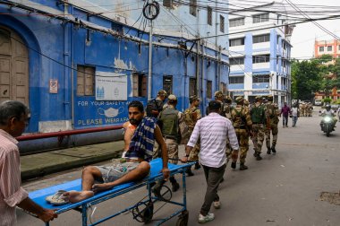 KOLKATA INDIA AUGust 22 2024 Yüksek Mahkeme Merkezi Endüstriyel Güvenlik Gücü CISF tarafından yönetiliyor ve RG Kar Tıp Fakültesi & Hastanesinin güvenliğini devralıyor. 