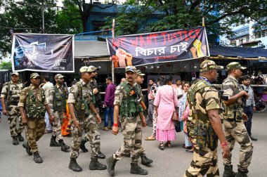 KOLKATA INDIA AUGust 22 2024 Yüksek Mahkeme Merkezi Endüstriyel Güvenlik Gücü CISF tarafından yönetiliyor ve RG Kar Tıp Fakültesi & Hastanesinin güvenliğini devralıyor. 