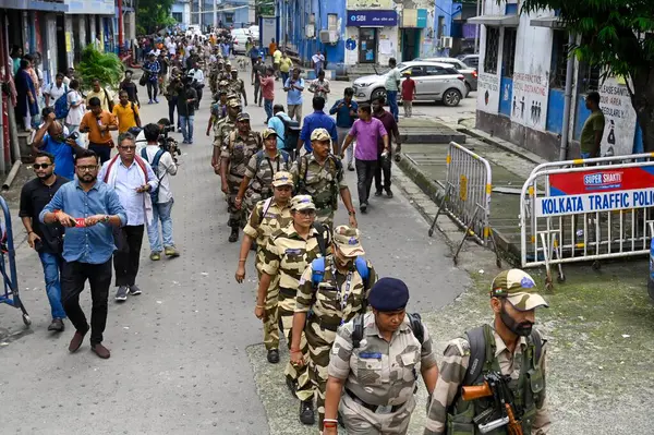 stock image KOLKATA INDIA AUGUST 22 2024 As directed by Supreme Court Central Industrial Security Force CISF being deployed and takes over the security of RG Kar Medical College & Hospital amid cease work protest by junior medics over alleged rape and murder of 