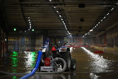 NEW DELHI INDIA JUNE 29 2024 Waterlogged at Pragati Maidan tunnel after yesterday Friday rainfall on June 29 2024 in New Delhi India The India Meteorological Department IMD predicts heavy to very heavy rainfall in Delhi over the next two days followi clipart