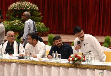 NEW DELHI, INDIA JUNE 8 2024   Congress leader Kanhaiya Kumar  with other Senior congress leadership during the Extended Congress Working Committee meeting at Hotel Ashok, on June 8, 2024 in New Delhi, India. The extended Congress Working Committee ( clipart