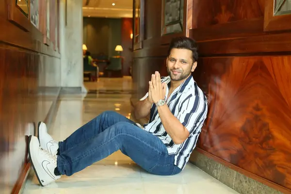 stock image NEW DELHI, INDIA JUNE 8 2024    Bollywood singer Rahul Vaidya poses  on World Music Day special shoot, on June 8, 2024 in New Delhi, India. singer Rahul Vaidya settles in to reflect on his journey as a solo artist and the role music plays in his life