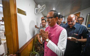 NEW DELHI INDIA 11 Haziran 2024 Shivraj Singh Chouhan 11 Haziran 2024 tarihinde Yeni Delhi Hindistan 'da Krishi Bhawan Tarım Bakanı olarak görev aldı. Fotoğraf: Sanchit Khanna / Hindustan Times 