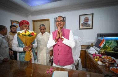 NEW DELHI INDIA 11 Haziran 2024 Shivraj Singh Chouhan 11 Haziran 2024 tarihinde Yeni Delhi Hindistan 'da Krishi Bhawan Tarım Bakanı olarak görev aldı. Fotoğraf: Sanchit Khanna / Hindustan Times 