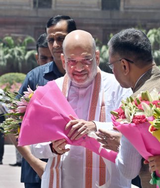 NEW DELHI INDIA HAZİRAN 11 HAZİRAN 2024 Birlik Bakanı Amit Şah, 11 Haziran 2024 tarihinde Yeni Delhi Hindistan 'da Güney Bloğunda İçişleri Bakanı olarak görev almak üzere geliyor. Fotoğraf: Sanjeev Verma / Hindustan Times 