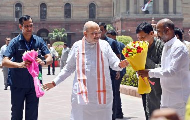 NEW DELHI INDIA HAZİRAN 11 HAZİRAN 2024 Birlik Bakanı Amit Şah, 11 Haziran 2024 tarihinde Yeni Delhi Hindistan 'da Güney Bloğunda İçişleri Bakanı olarak görev almak üzere geliyor. Fotoğraf: Sanjeev Verma / Hindustan Times 