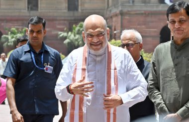 NEW DELHI INDIA HAZİRAN 11 HAZİRAN 2024 Birlik Bakanı Amit Şah, 11 Haziran 2024 tarihinde Yeni Delhi Hindistan 'da Güney Bloğunda İçişleri Bakanı olarak görev almak üzere geliyor. Fotoğraf: Sanjeev Verma / Hindustan Times 