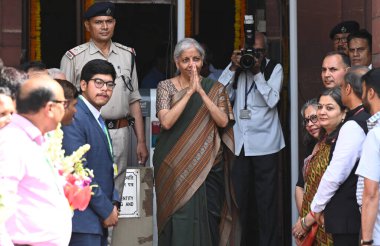 NEW DELHI INDIA JUNE 12 Haziran 2024 Nirmala Sitharaman, 12 Haziran 2024 tarihinde Yeni Delhi Hindistan 'da Kuzey Bloğu Maliye Bakanlığı görevine getirildi. Fotoğraf: Sonu Mehta / Hindustan Times 