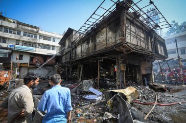 NEW DELHI INDIA JUNE 15 2024 A major fire broke out in a market complex in south Delhis Vasant Vihar in the early hours of Saturday in which at least five shops were gutted fire department said adding that no injuries were reported in the incident clipart