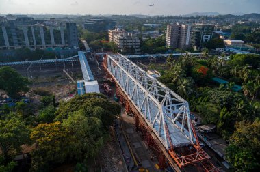 MUMBAI INDIA MAY 27 2023 A view of the under construction East West railway bridge at Vidya Vihar on May 27 2023 in Mumbai India Photo by Satish Bate Hindustan Times  clipart