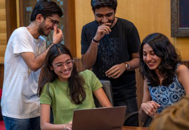 MUMBAI INDIA MAY 25 2023 Students celebrate with Krisha Jain of Ruia College who scored 91 5% marks in Science stream after the HSC Class 12th Exam results were declared at Dadar on May 25 2023 in Mumbai India A total of 14 16 371 students appeared f clipart