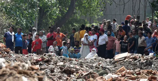 stock image NEW DELHI INDIA MAY 31 2023 Demolition drive by DDA on illegal construction at DDA Land at Kasturba Nagar on May 31 2023 in New Delhi India Photo by Sonu Mehta Hindustan Times 