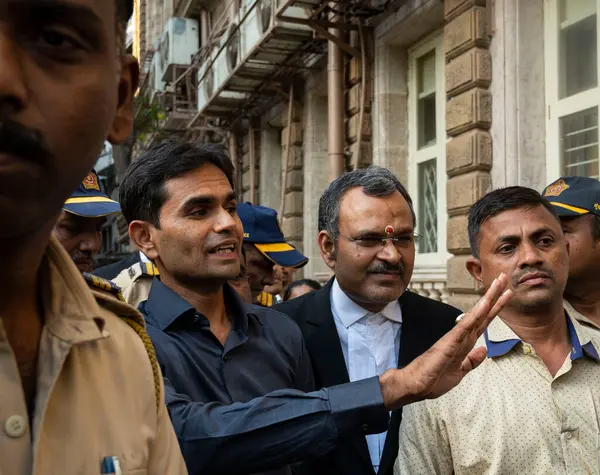 stock image MUMBAI INDIA MAY 19 2023 Former Zonal Director of NCB Mumbai Sameer Wankhede outside Bombay High Court on May 19 2023 in Mumbai India Sameer Wankhede moved the Bombay High Court to seek quashing of the Central Bureau of Investigation CBI FIR against 