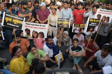 NEW DELHI INDIA MAY 15 2023 Protesting Wrestlers Vinesh Phogat Shakhi Malik with Bhim Army President Chander Shekhar Ravan took out a solidarity march from Jantar Mantar to Palika Bazar on May 15 2023 in New Delhi India Photo by Vipin Kumar Hindustan clipart