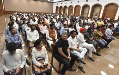 NEW DELHI INDIA MAY 29 2023 Delhi BJP Social Media Influencer and Digital Creators meet with Union Minister Minister of Youth Affairs and Sports Anurag Thakur and Delhi BJP President Virendra Sachdeva during a meeting at BJP HQ Extension on May 29 20 clipart