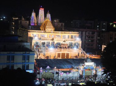 PATNA, INDIA - AUGUST 25: Colourful light decorated around ISKCON Temple in Patna on the eve of Shri Krishna Janmashtami festival, on August 25, 2024 in Patna, India. (Photo by Santosh Kumar/Hindustan Times ) clipart