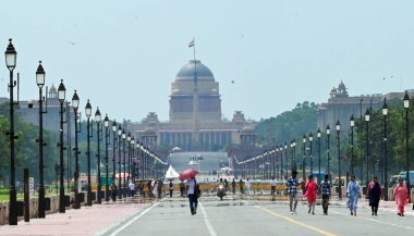 NEW DELHI, INDIA - AUGUST 25: Visitors enjoy pleasant weather at Kartavya Path,, on August 25, 2024 in New Delhi, India. (Photo by Sanjeev Verma/Hindustan Times  clipart