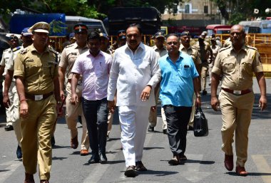 MUMBAI INDIA MAY 22 2023 NCP leader Jayant Patil arrives at the Enforcement Directorate ED office after being summoned in connection with Infrastructure Leasing and Financial Services IL & FS scam at Ballard Pier on May 22 2023 in Mumbai India Photo  clipart