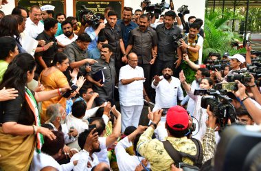 MUMBAI INDIA MAY 4 2023 Nationalist Congress Party supremo NCP Sharad Pawar interacts with party workers and supporters during their dharna urging him to reconsider his resignation from the post of party president at Y B Chavan Centre Nariman Point o clipart