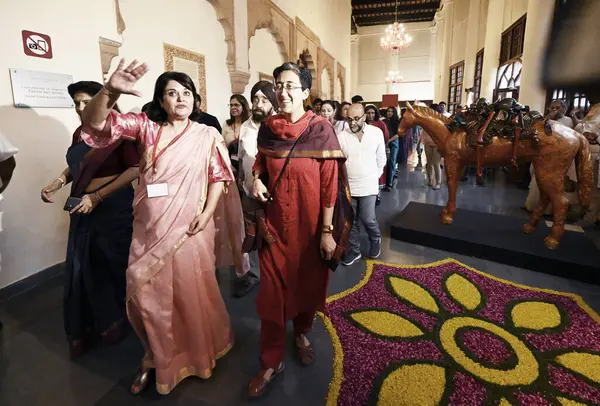 stock image NEW DELHI INDIA MAY 18 2023 Delhi Education & Tourism Minister Atishi Singh inaugurate the Partition Museum & Cultural Hub in Dara Shikoh Library building at Ambedkar University Kashmere Gate campus on May 18 2023 in New Delhi India Photo by Sanjeev 