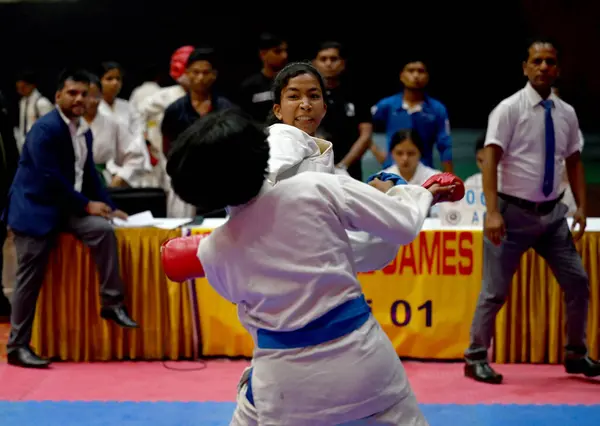 stock image NOIDA INDIA MAY 14 2023 Participants seen at the IGF National games karate competition organized by International Games Federation IGF of United World at Noida stadium sector 21A on May 14 2023 in Noida India Photo by Sunil Ghosh Hindustan Times 