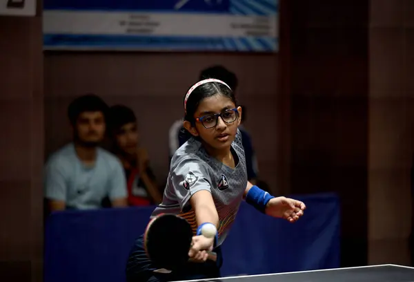 stock image NOIDA INDIA MAY 7 2023 Participants seen at the final match of Gautam Buddh Nagar district level table tennis tournament at Noida Stadium on May 7 2023 in Noida India Photo by Sunil Ghosh Hindustan Times 