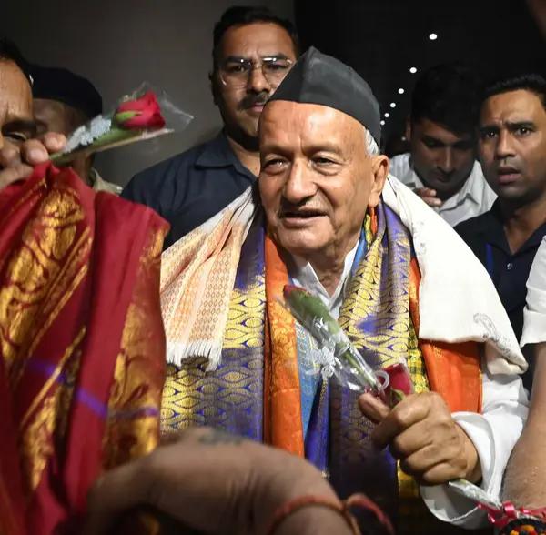 Stock image MUMBAI INDIA MAY 16 2023 Former Maharashtra Governor Bhagat Singh Koshyari arrives at the Mumbai airport for a one day visit on May 16 2023 in Mumbai India Photo by Vijay Bate HT Photo 