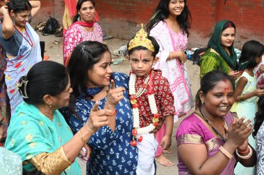 NEW DELHI INDIA AUGUST 26 2024 Devotees line up for offering prayer on the Janmashtami festival Iskcon Temple Sant Nagar East of Kailash on August 26 2024 in New Delhi India Photo by Sonu Mehta Hindustan Times  clipart