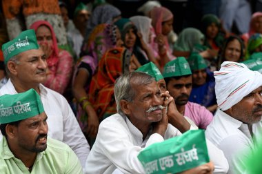 NOIDA INDIA JUNE 16 2023 Farmers of BKP Bharatiya Kisan Parishad during protest outside Noida Authority in Sector 6 on June 16 2023 in Noida India Photo by Sunil Ghosh Hindustan Times  clipart