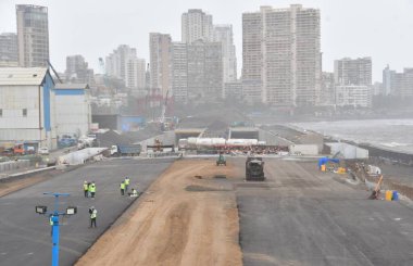 MUMBAI INDIA JUNE 16 2023 BMC organized an under construction Mumbai coastal road site visit for Journalists from Worli to Priyadarshini Park on June 16 2023 in Mumbai India The Mumbai civic body completed the excavation of a second underground tunne clipart