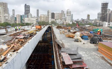 MUMBAI INDIA JUNE 16 2023 BMC organized an under construction Mumbai coastal road site visit for Journalists from Worli to Priyadarshini Park on June 16 2023 in Mumbai India The Mumbai civic body completed the excavation of a second underground tunne clipart