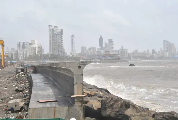 stock image MUMBAI INDIA JUNE 16 2023 BMC organized an under construction Mumbai coastal road site visit for Journalists from Worli to Priyadarshini Park on June 16 2023 in Mumbai India The Mumbai civic body completed the excavation of a second underground tunne