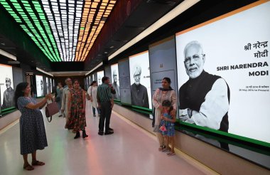 NEW DELHI INDIA JUNE 17 2023 Visitors at Prime Ministers Museum Pradhanmantri Sangrahalaya after the Nehru Memorial Museum and Library Society renamed as Prime Ministers Museum and Library Society on June 17 2023 in New Delhi India The Executive Coun clipart