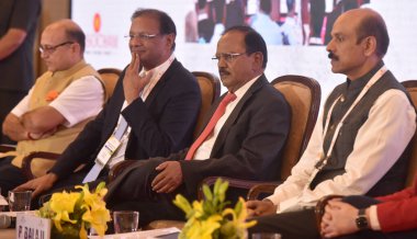 NEW DELHI INDIA 17 Haziran 2023 Milli Güvenlik Danışmanı Ajit Doval Assocham Başkanı ve İdari Direktör Ajay Singh Assocham Ulusal Dijital İletişim Konseyi Başkanı P Balaji Assocham Sekreteri G