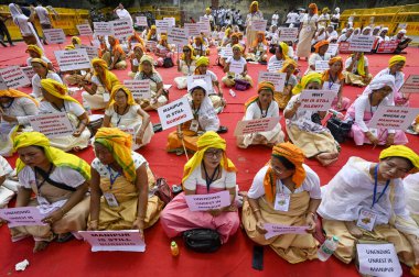 YENİ DELHI INDIA 19 HAZİRAN 1923 Manipur 'lu Kadınlar 19 Haziran 2023' te Yeni Delhi Hindistan Fotoğrafı: Raj K Hindustan Times 