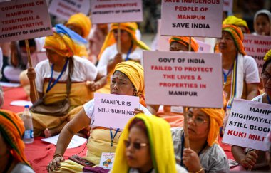 YENİ DELHI INDIA 19 HAZİRAN 1923 Manipur 'lu Kadınlar 19 Haziran 2023' te Yeni Delhi Hindistan Fotoğrafı: Raj K Hindustan Times 