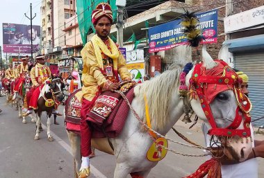 PATNA INDIA JUNE 25 2023 Bridegrooms during a mass marriage ceremony organized by Maa Vaishno Devi Seva Samiti on June 25 2023 in Patna India Photo by Santosh Kumar Hindustan Times  clipart