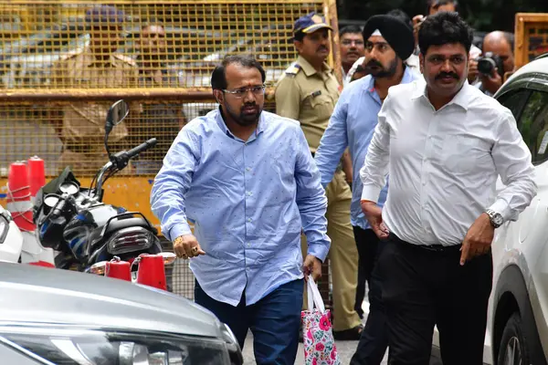 stock image MUMBAI INDIA JUNE 26 2023 Shiv Sena UBT leader Suraj Chavan arrives to appear before the Enforcement Directorate for questioning in BMC COVID scam case at Ballard Pier on June 26 2023 in Mumbai India Photo by Bhushan Koyande HT Photo 