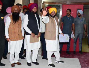 CHANDIGARH INDIA 19 Haziran 2023 Genel Sekreter Punjab Bhagwant Singh Mann, 19 Haziran 2023 tarihinde Chandigarh Hindistan 'da Punjab Vidhan Sabha' nın ilk özel toplantısına katılacak. Fotoğraf: Ravi Kumar Hindustan Times 