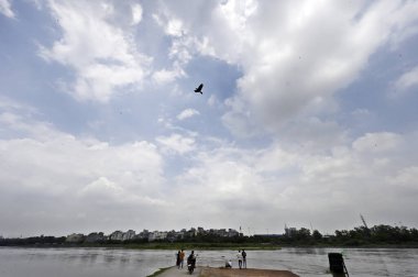NEW DELHI INDIA HAZİRAN 28 HAZİRAN 2023 Yamuna nehri üzerinde İmza Köprüsü yakınında 28 Haziran 2023 'te Yeni Delhi Hindistan Fotoğrafı: Sanjeev Verma Hindustan Times 