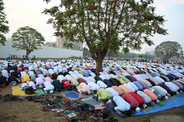 GURUGRAM INDIA 29 Haziran 2023 Kurban Bayramı 29 Haziran 2023 'te Hindistan' daki Gurugram Vadisi Parkı 'nın 29. Bölgesinde, Bakra Bakrid al Adha Kurban Bayramı olarak da bilinen Bayarami İslamdır.