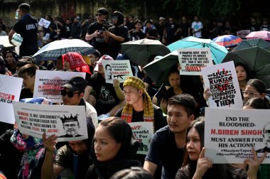 MUMBAI INDIA 31 AĞUSTOS 2024 Manipur Kuki Cemaati 'nden insanlar 31 Ağustos 2024' te Manipur 'da Manipur' da şiddet ve barış talebini protesto ettiler.