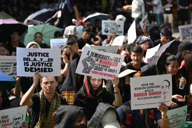 MUMBAI INDIA 31 AĞUSTOS 2024 Manipur Kuki Cemaati 'nden insanlar 31 Ağustos 2024' te Manipur 'da Manipur' da şiddet ve barış talebini protesto ettiler.