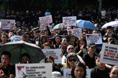 MUMBAI INDIA 31 AĞUSTOS 2024 Manipur Kuki Cemaati 'nden insanlar 31 Ağustos 2024' te Manipur 'da Manipur' da şiddet ve barış talebini protesto ettiler.
